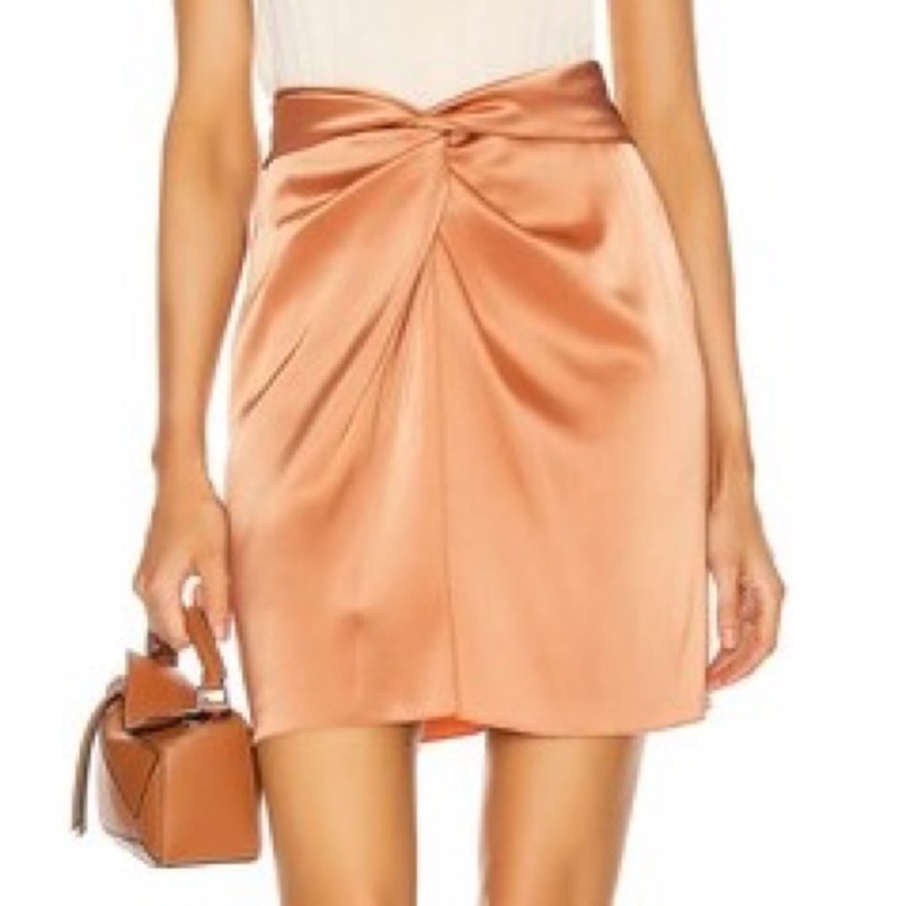 Nanushka Satin Mini Skirt in Warm Tan